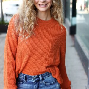 Maxct &Pumpkin Spice Mock Neck Chest Pocket Knit Sweater