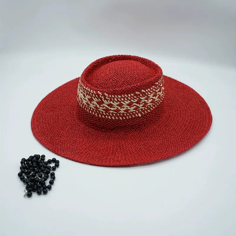 Maxct Straw Hat Japanese Style Black Brown Panama Women's Beach Big Brim