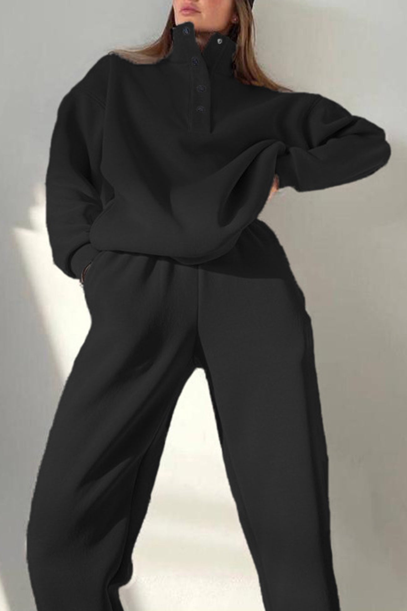 Maxct Stand Neck Button-down Sweatshirt Suits
