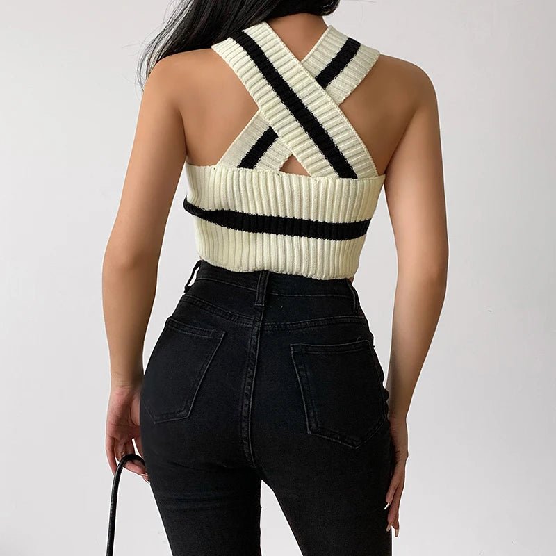 Maxct &Striped Knitted Crop Top