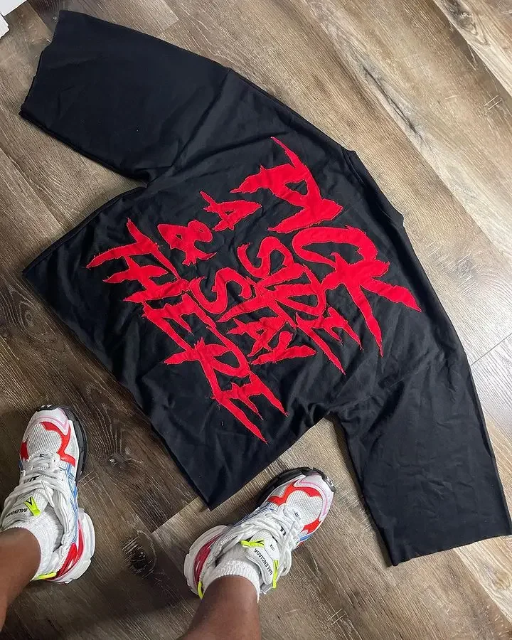 American Retro High Street Portrait Short-sleeved T-shirt Y2K Summer Hip-hop Printing Loose Round Neck Cotton Washed T-shirt