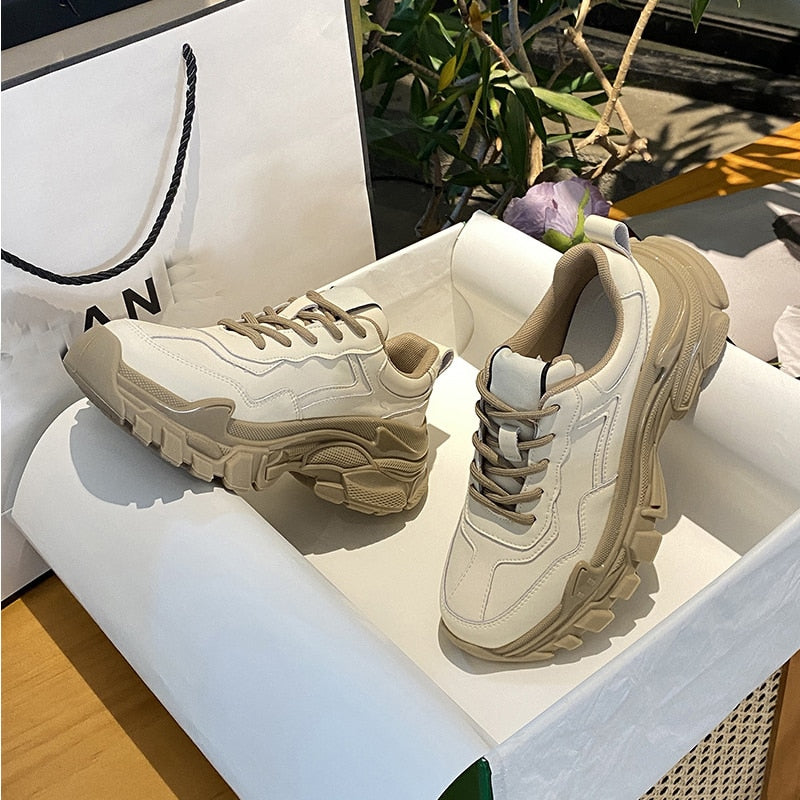 Chunky Sneakers for Women - Cowhide Leather Maxct