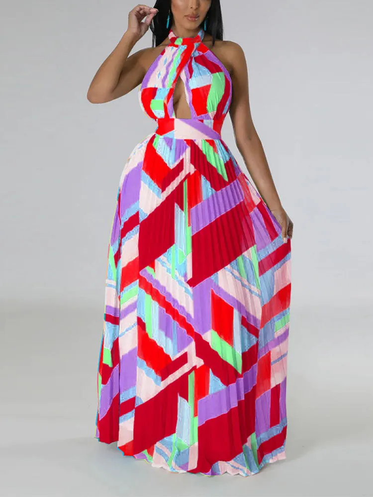 Halter Pleated Maxi Dress Maxct