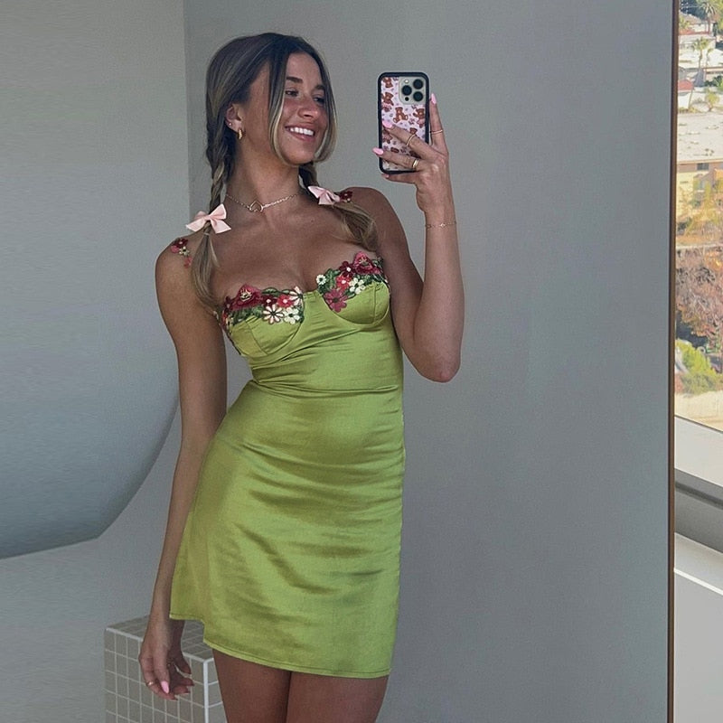 Spring Bling Satin Mini Dress Maxct