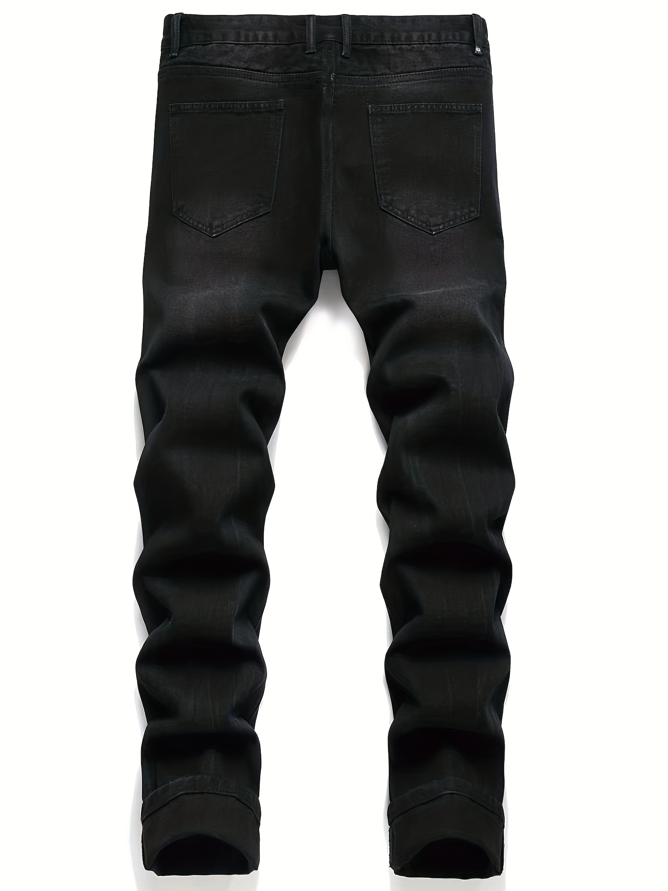 Regular Fit Ripped Jeans, Men's Casual Street Style Distressed Denim Pants For All Seasons