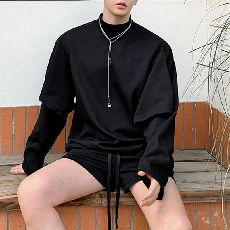 Maxct Multi-sleeve Sweatshirt and Shorts Two-piece Set