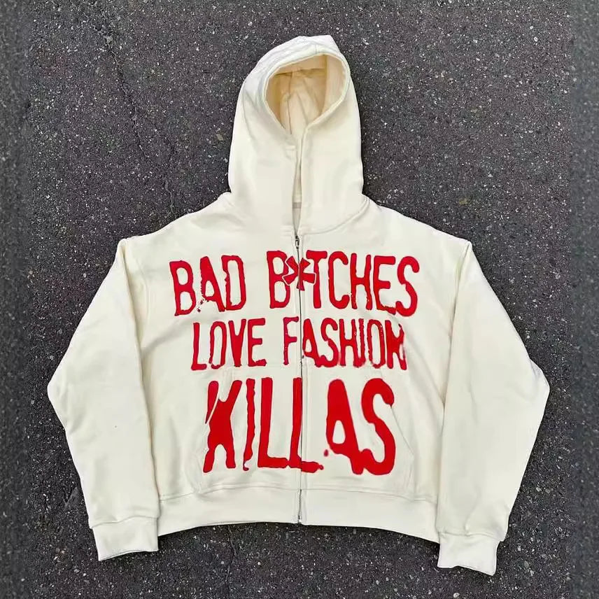 Maxct Y2k Winter Long Sleeved Hoodie Sweatshirt Oversized Winter Clothes Streetwear Y2k Vintage Punk Graffiti Print Top School Ootd