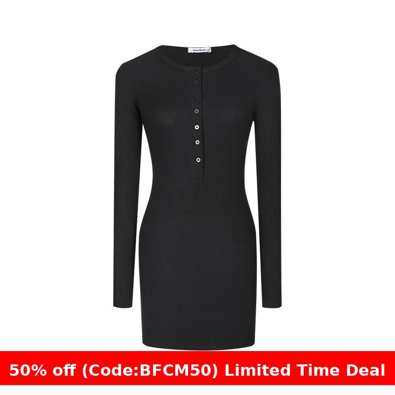 Maxct winter outfits men Half-Open Collar Knitted Dress Women's Spring and Autumn Hot Girl Tight Hip Skirt 657 - Image 6
