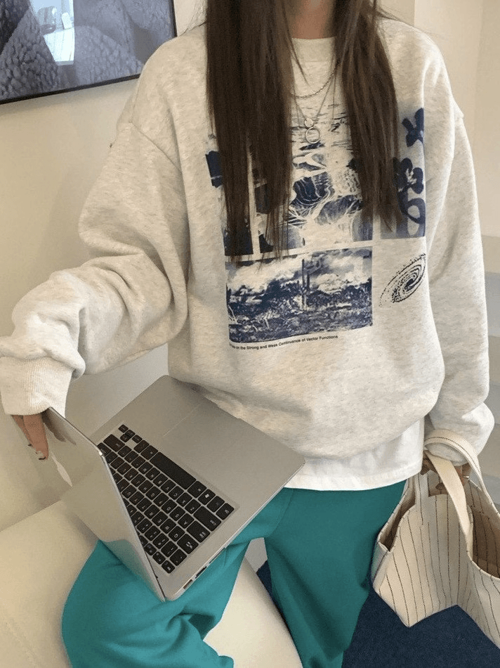 Maxct Landscape Print Crew Sweatshirt