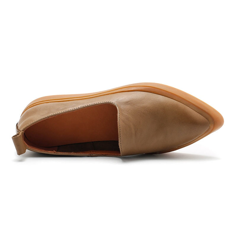 Vegetable Tanned Loafers Pointed Toe Flats Maxct