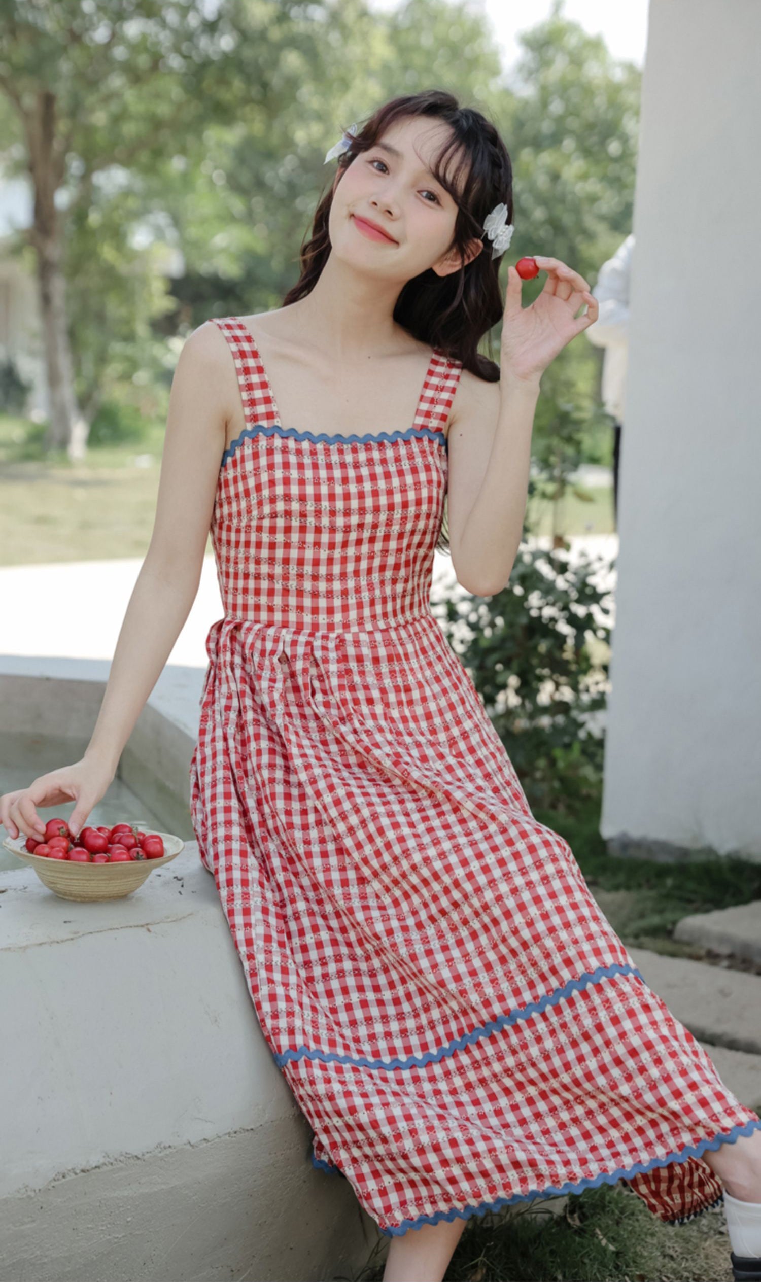 Daisy Chain Gingham Midi Dress Maxct