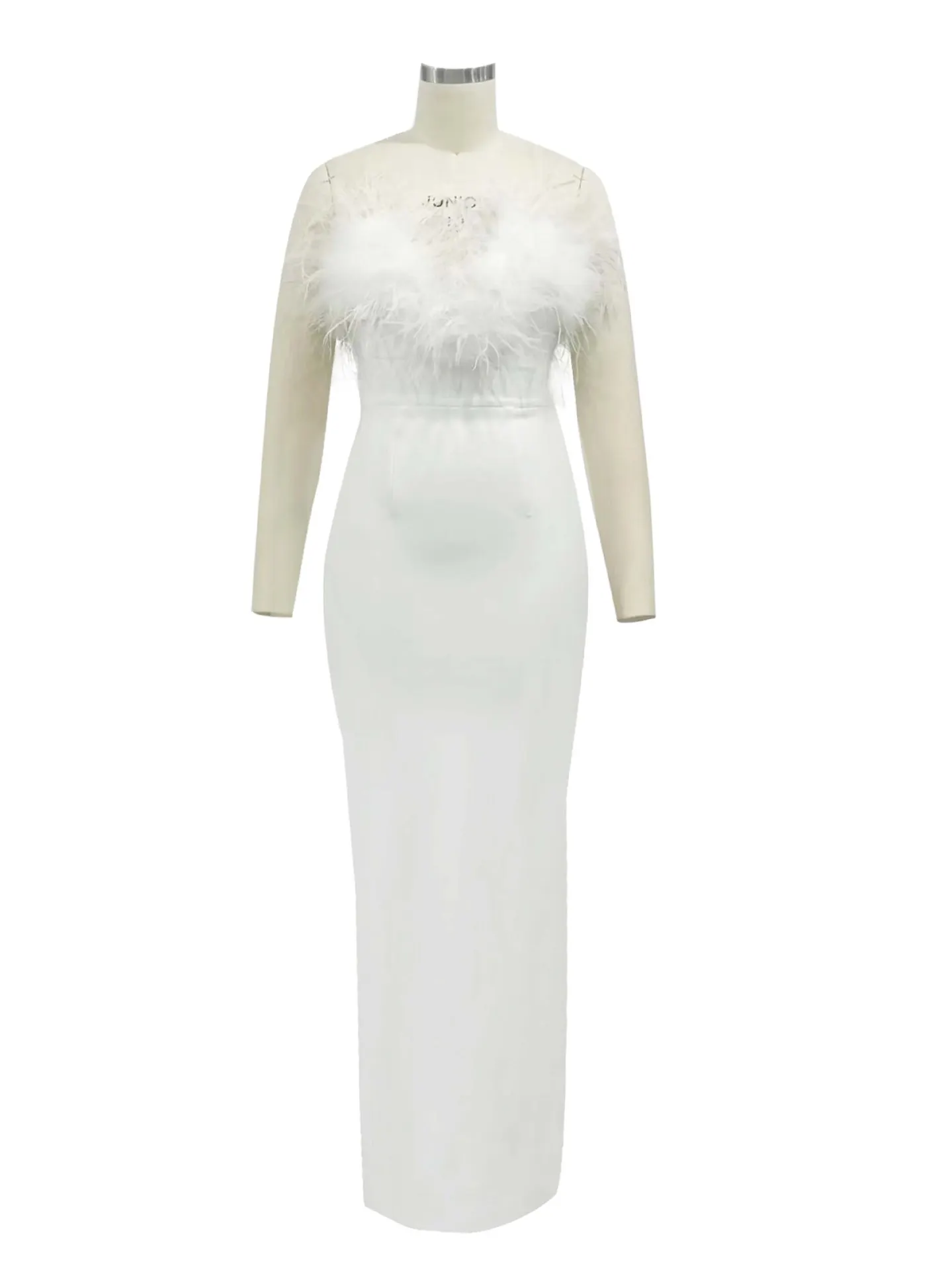 High-end Trendy Niche Designer Evening Dress Autumn And Winter Women's Clothing Trend Ostrich Hair Gowns Bandage Dress Women