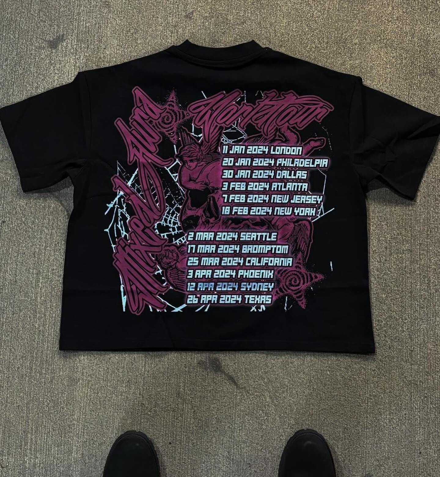 American Fashion Goth Big Head Cartoon Print Oversized T-Shirt Men's Y2K Street Hip-Hop Harajuku Loose Casual Couple Clothes