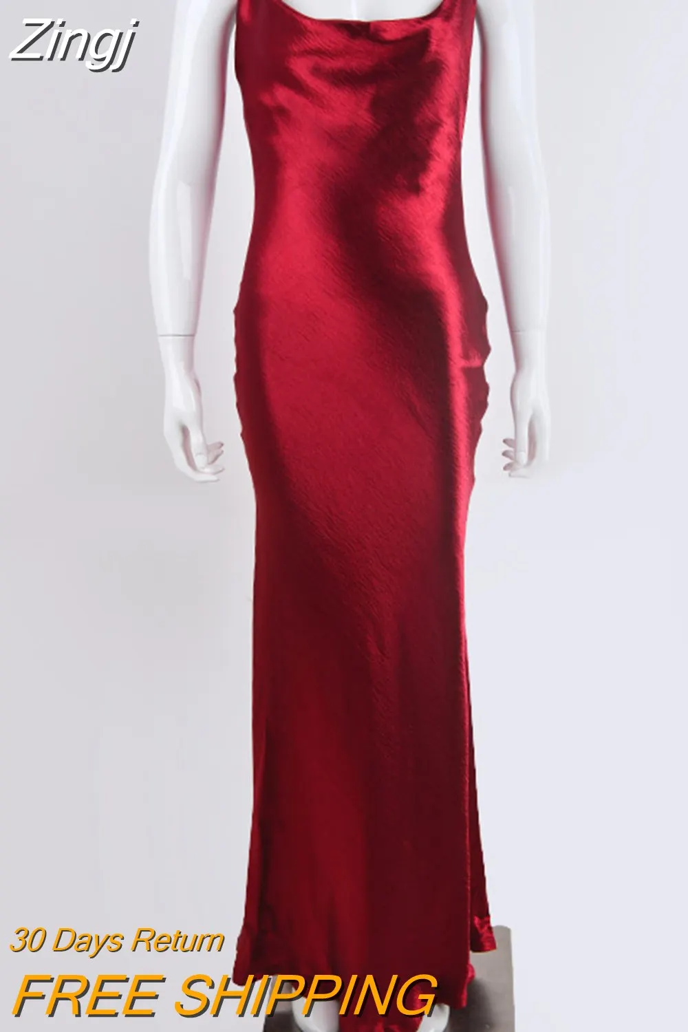 Maxct Elegant Satin Backless Long Dress For Women Gown Summer Spaghetti Strap Sleeveless Night Club Party Long Dress Vestido