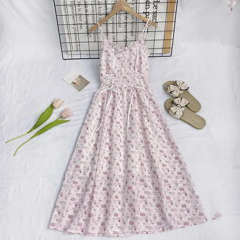 May Flowers Lace Up Cami Dress Maxct