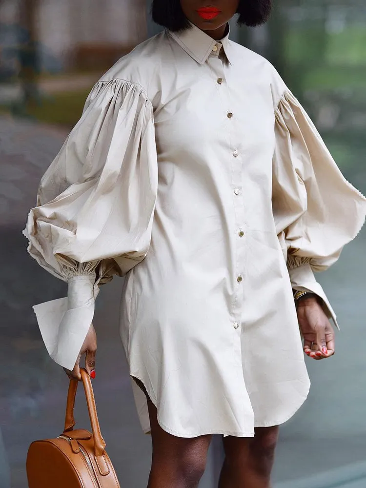 Ruched Puff Sleeve Mini Dress Maxct
