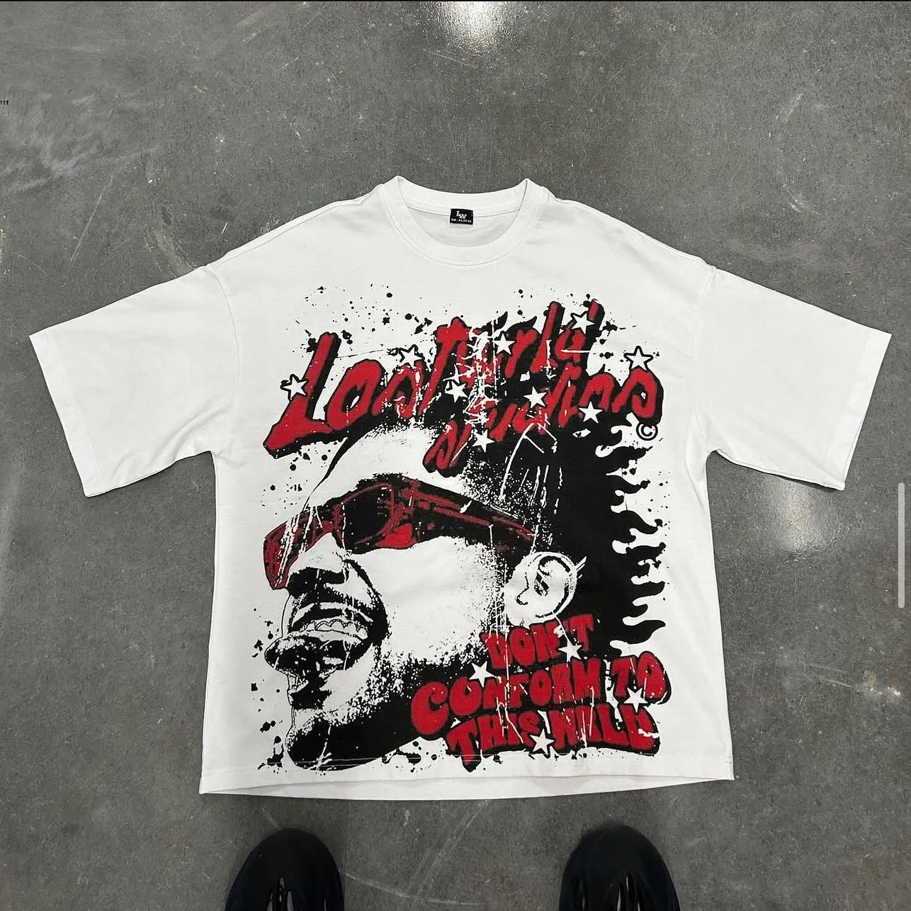 Y2K Streetwear Retro Gothic Graphic Letter Print Oversized T-Shirt Men's Fashion Harajuku Loose Versatile Short Sleeve Top