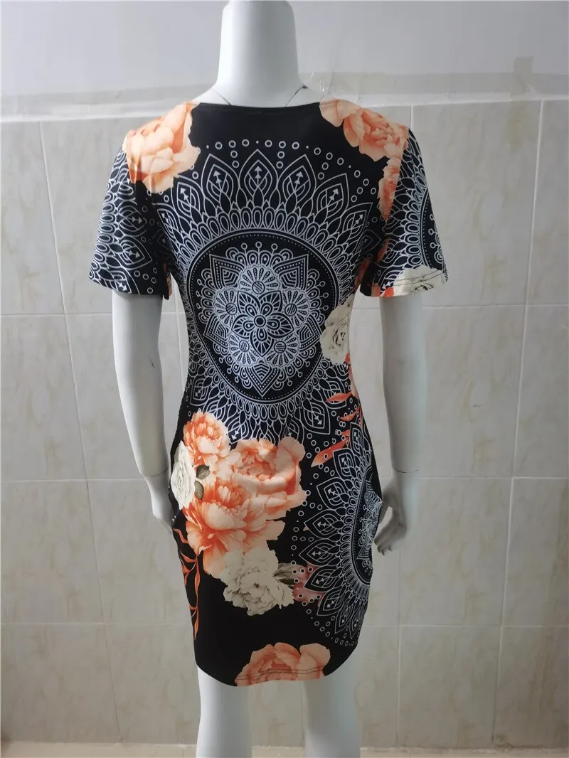 Women's Elegant Dress Vintage Floral Print Ruffles Bodycon Dress for Party Cocktails Casual Mini Dress Vacation Dress