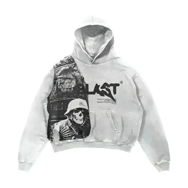 Gothic Oversized Black Graphic Hoodie for Women Maxct