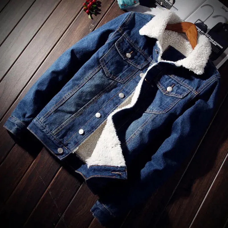 Maxct &Men's Warm Fleece-Lined Denim Cowboy Jacket