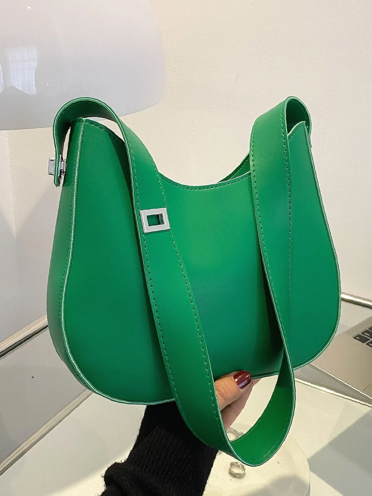 Bag For Love - Minimalist Metal Decor Baguette Bag  - Women Maxct Bags