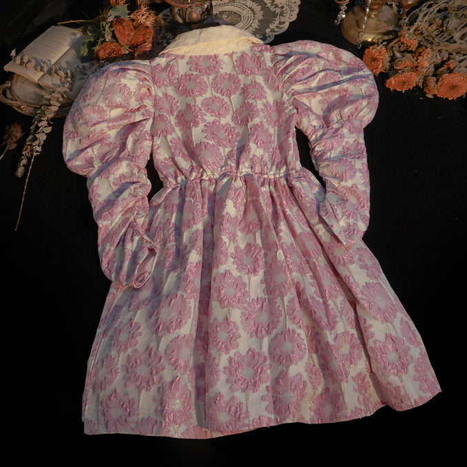 Puff Sleeve Daisy Jacquard Dress Maxct
