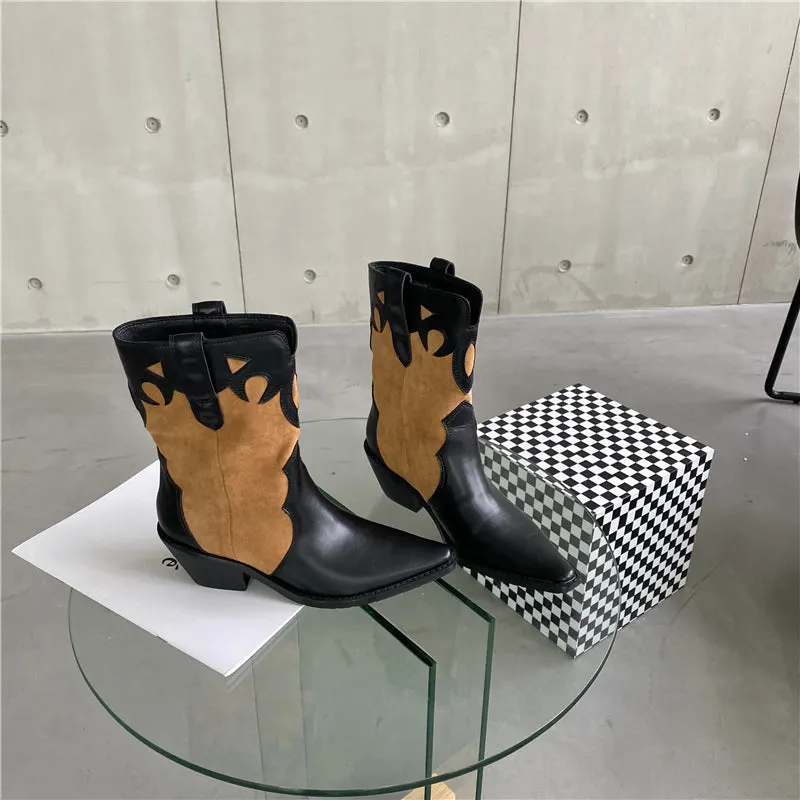Totem Cowboy Boots Pointed Toe Motorcycle Boots Maxct
