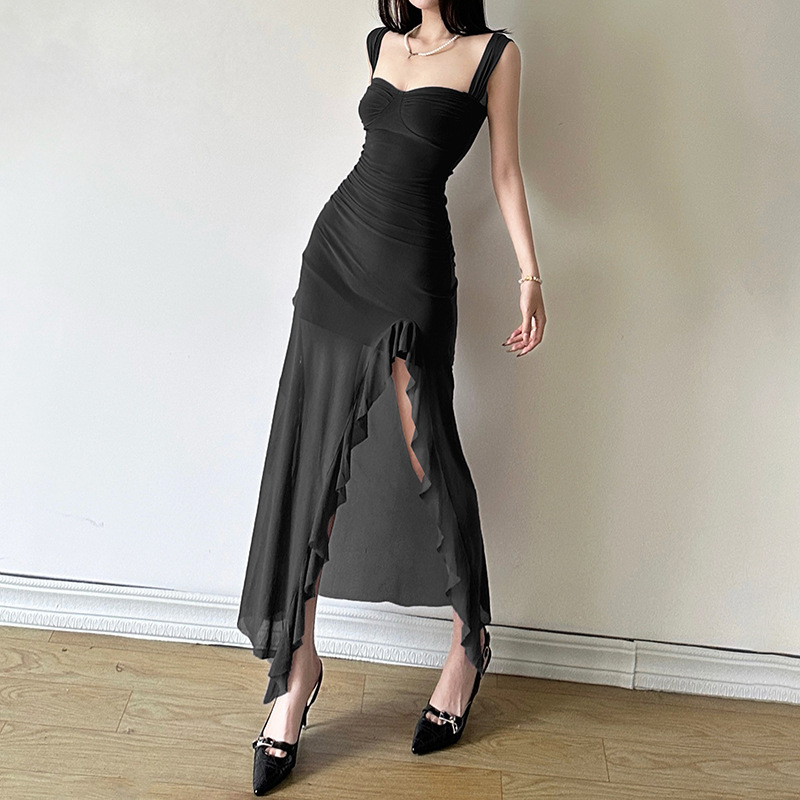 Maxct prom dresses Style 2024 Spring Women's Sexy Hot Girl Strap Tube Top Split Hip Bag Long Dress - Image 2