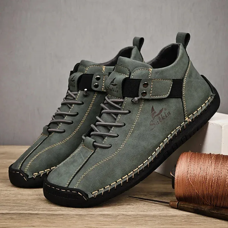 Handmade Design Sneakers Men's Casual Leather Ankle Boots Maxct