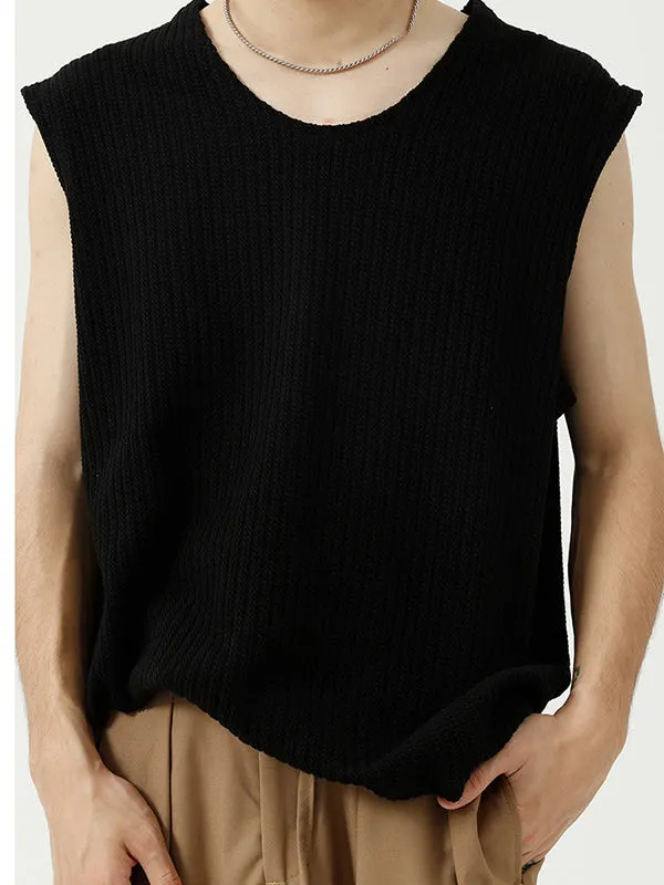 Maxct -  Mens Loose Round Neck Sleeveless Sweater Vest I