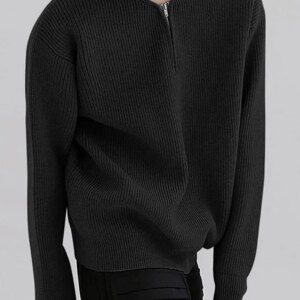 Maxct - Mens Solid Zip Front Long Sleeve Sweater J