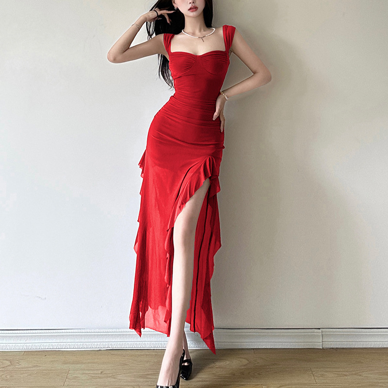 Maxct prom dresses Style 2024 Spring Women's Sexy Hot Girl Strap Tube Top Split Hip Bag Long Dress - Image 4