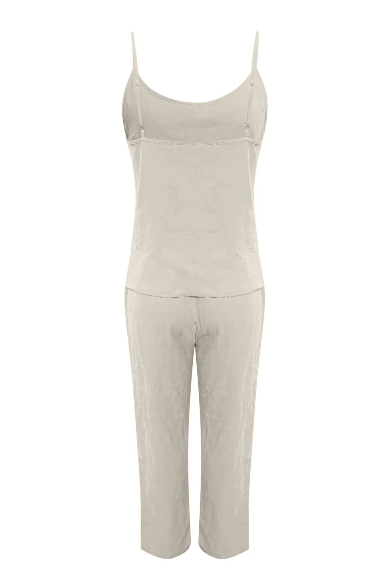 Maxct Solid Color Cotton Spaghetti Straps Long Pants Set