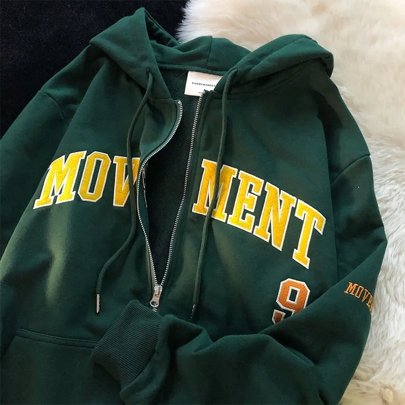 Maxct Print New Casual Top Vintage Y2K Simple Women Hoodies Korean Gray Autumn Thin Streetwear College Girls ins Lady gothic