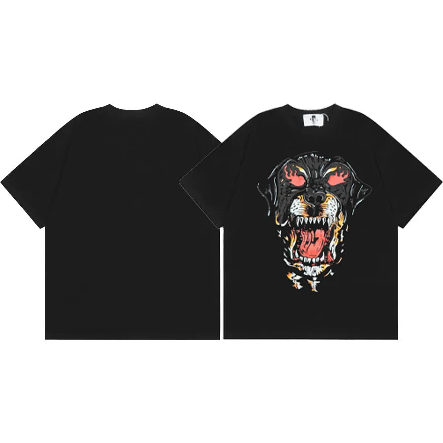 Maxct t shirt American Warren Lotas Joint-Name Skull Character Print Men's Loose round Neck Short Sleeve T-shirt Fashion Brand