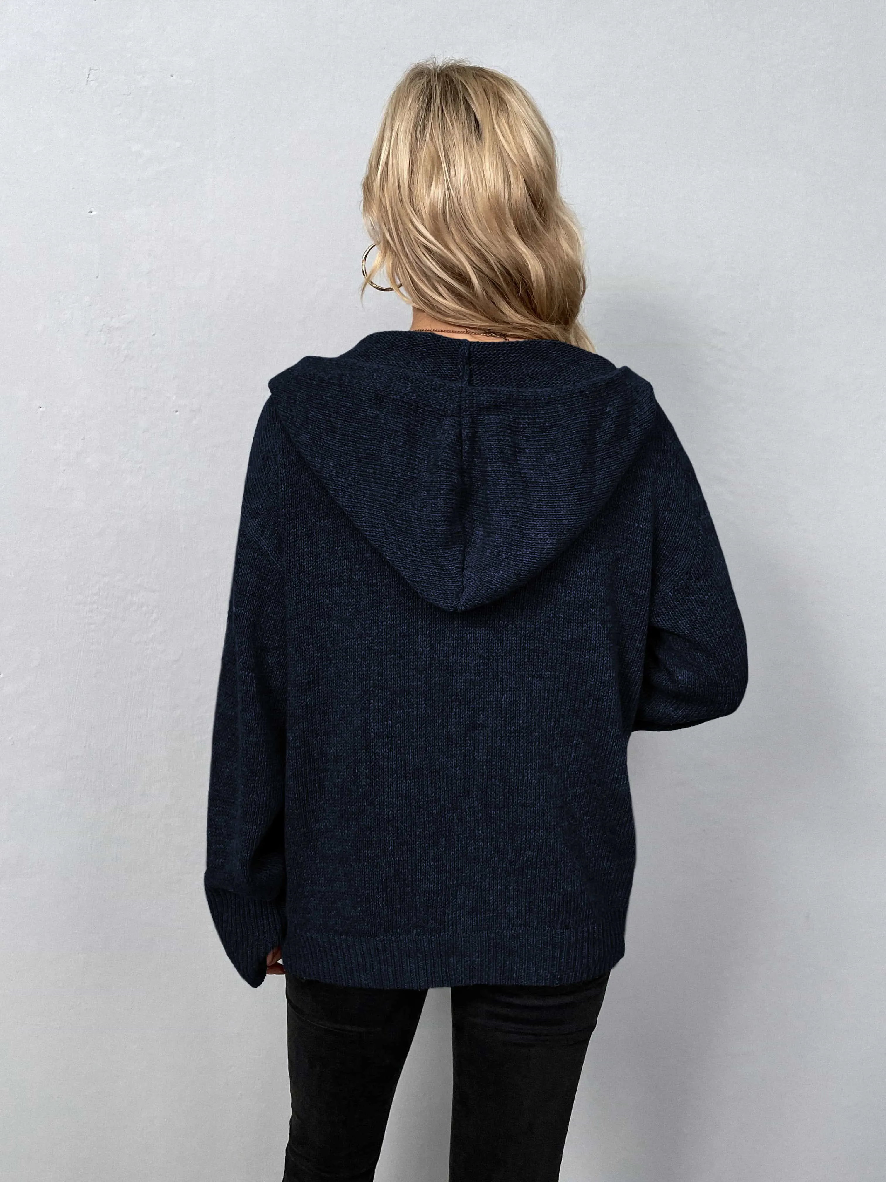 Maxct &Button-Down Long Sleeve Hooded Sweater