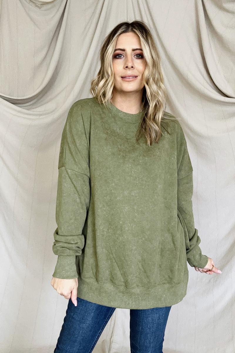 Maxct &Drop Shoulder Ribbed Trim Oversized Sweatshirt