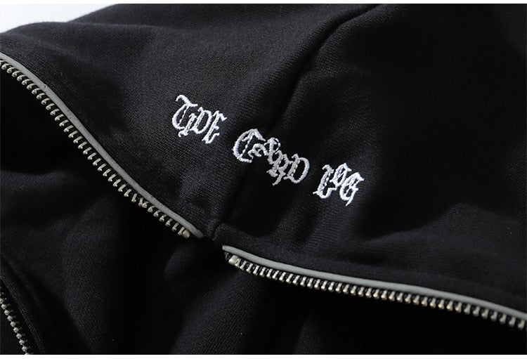 Unisex Zipper Black Graphic Hoodies Maxct