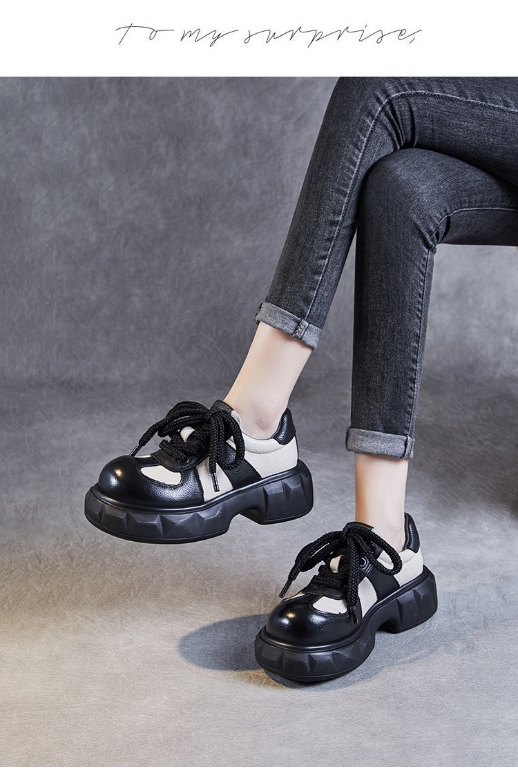 Retro Women's Sneakers - Mixed Colors Leather Wedges