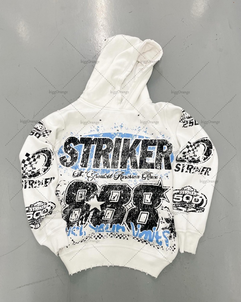 European and American High Street Fashion Brand Clothing Printed Loose Pullover Hoodie Men Street Hip-hop Oversized Sweatshirt