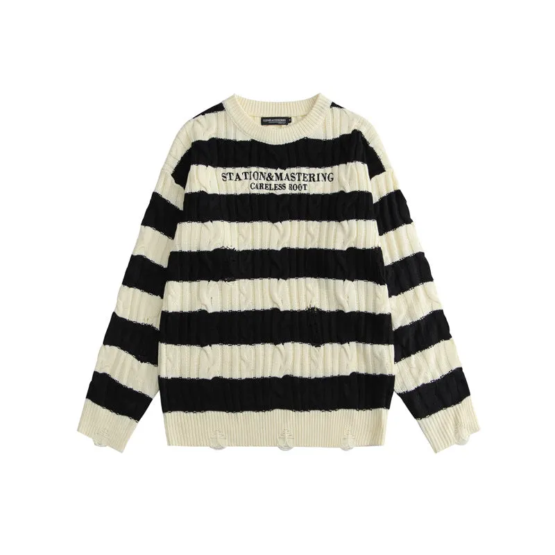 Maxct Chunky Striped Sweater Knit Top