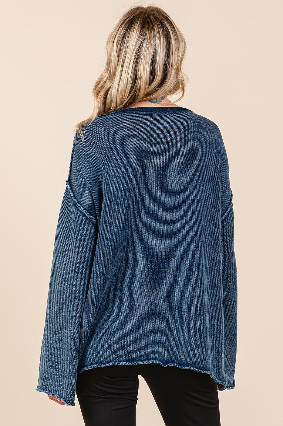 Maxct &Mittoshop Mineral Wash Patch Pocket Cut Edge Sweater