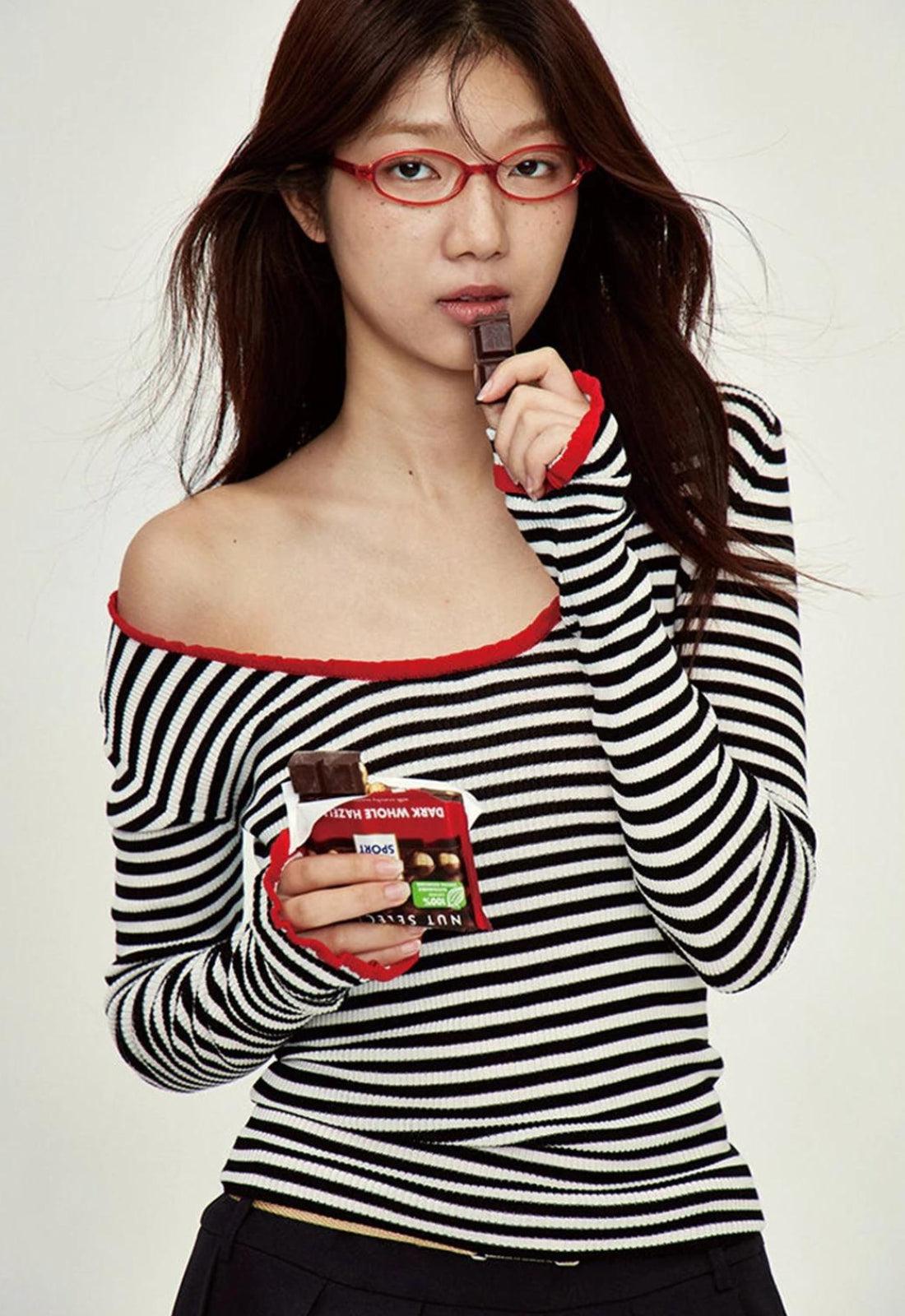 Maxct &Basic Striped Scoop Neckline Top