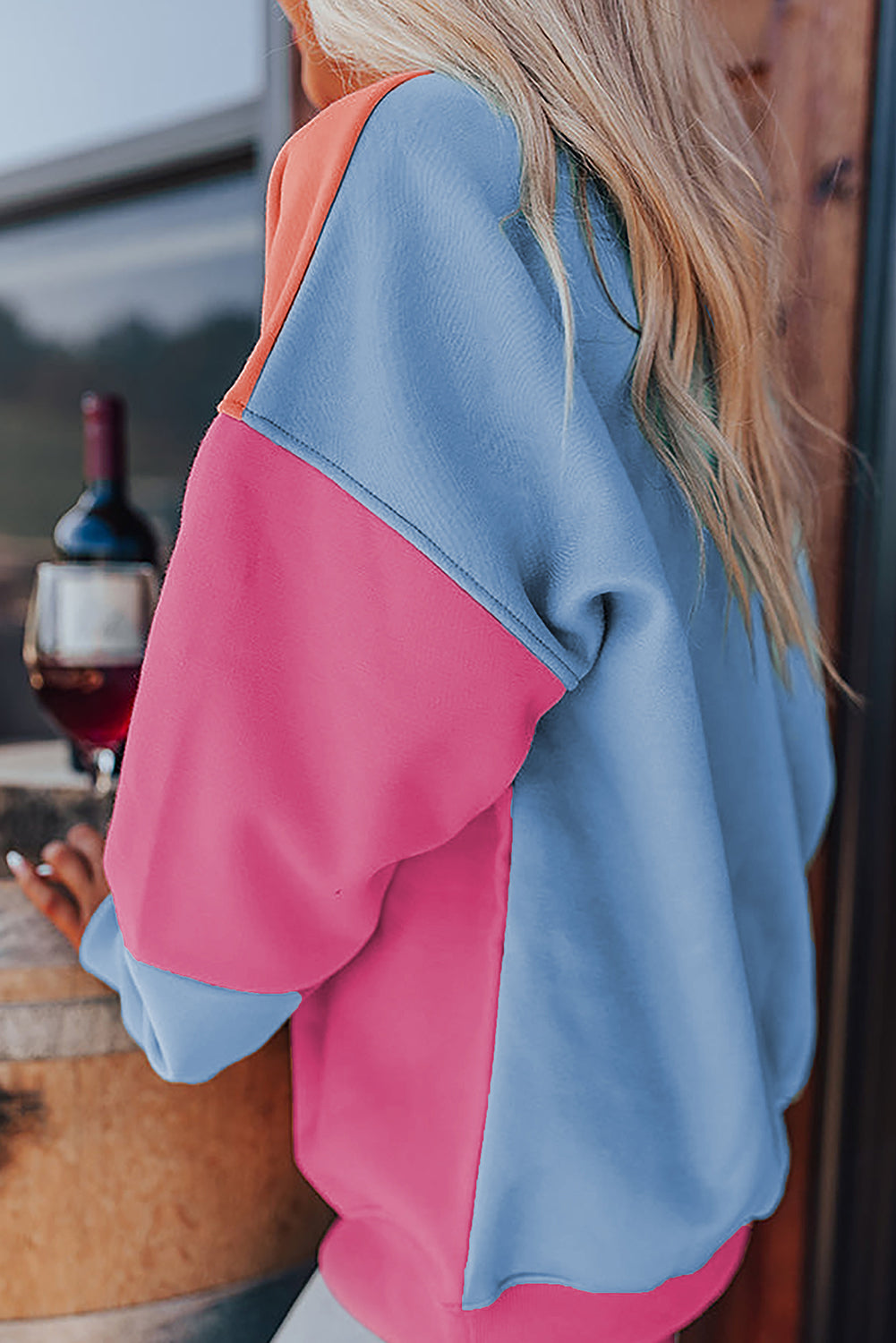 Maxct &Color Block Round Neck Long Sleeve Sweatshirt