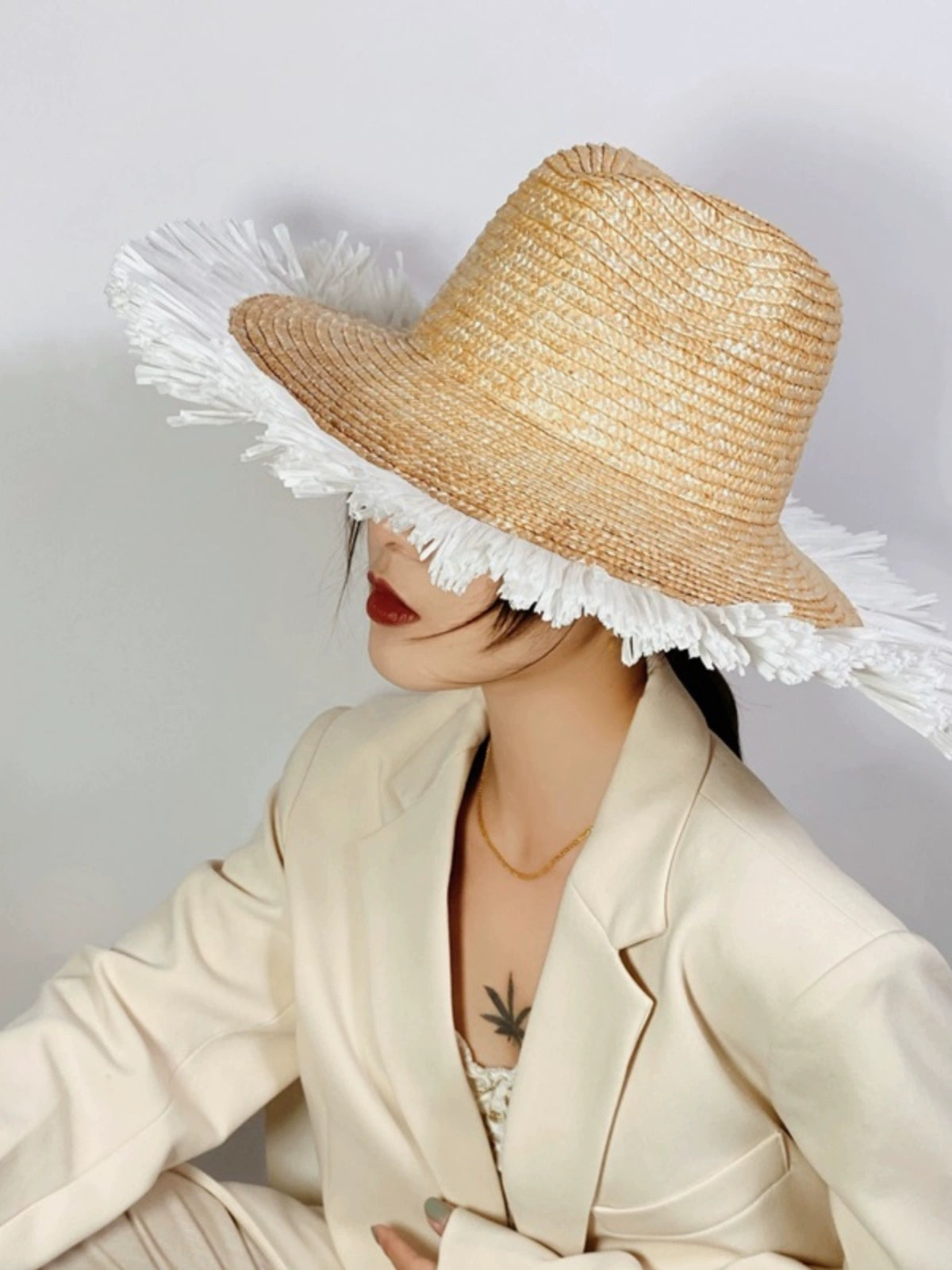 Maxct Sun Hat Fashion Wind Straw Women's Burrs Straw Hat