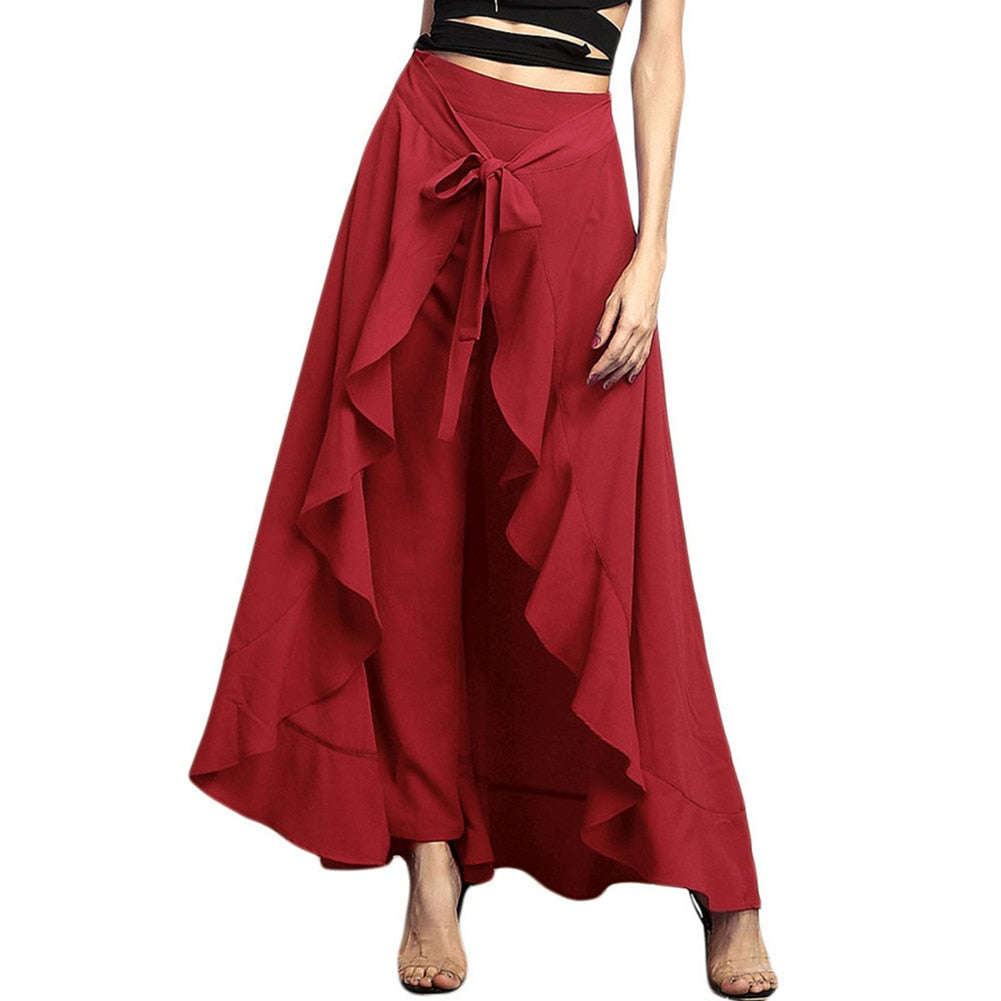 Women's Ruffled High-Waist Palazzo Pants