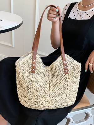 Hollow Out Straw Bag - Women Tote Bags
