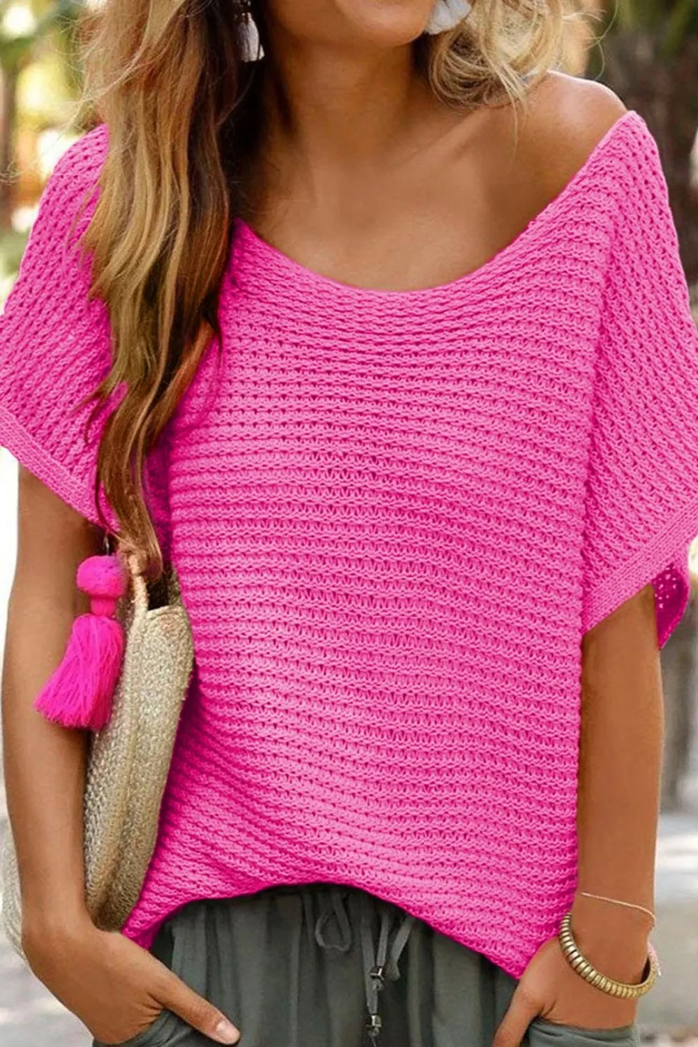 Maxct &Boat Neck Short Sleeve Sweater