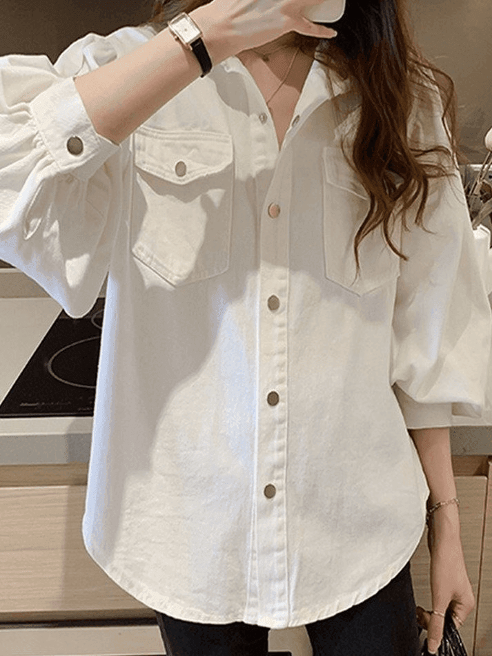 Maxct Pleated Oversized Long Sleeve Blouse