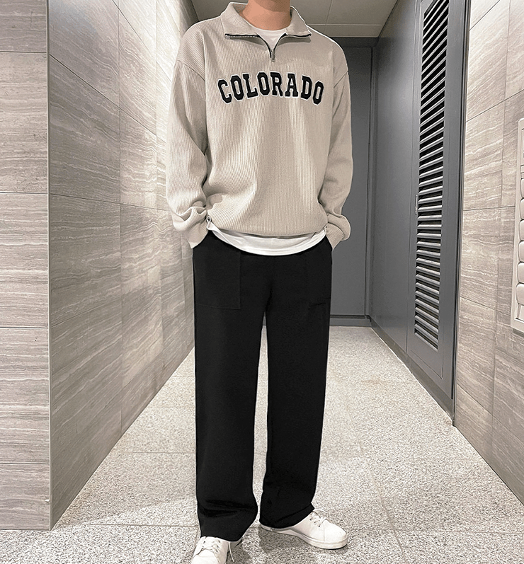 Maxct 6684 Waffle Knit Half Zip-Up Colorado Collar Sweater